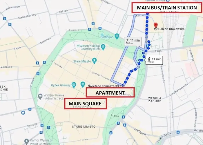 2 Bedroom Apartment, Heart of Krakow Tomasza st